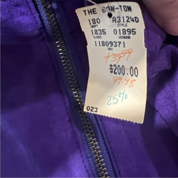 Vintage Onde Purple Suede Zip Dress Pockets 16 - Picture 8 of 16